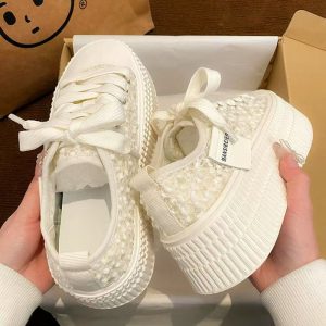 Sparkly Platform White Sneakers
