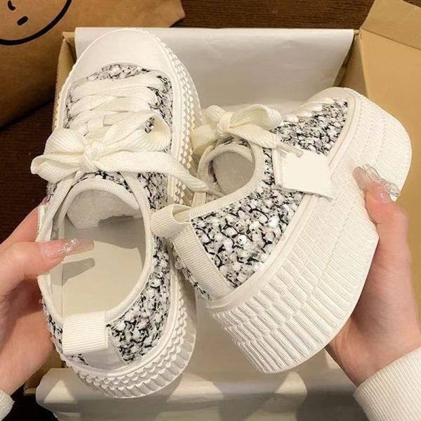 Sparkly Platform White Sneakers