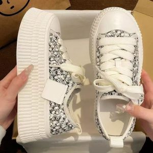 Sparkly Platform White Sneakers