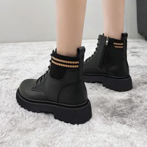 Lace-up Ankle chain Boot shoes