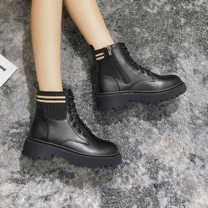 Lace-up Ankle chain Boot shoes