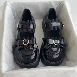 Ruffles heart Mary Jane shoes