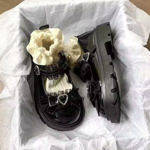 Ruffles heart Mary Jane shoes