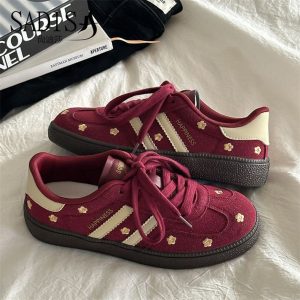Retro Red Flower Sneakers