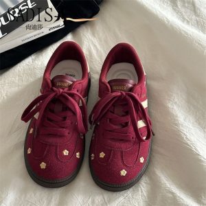 Retro Red Flower Sneakers