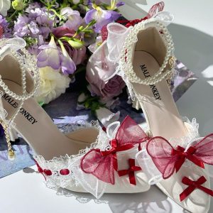 Crimson Bow Wedding Lolita Shoes