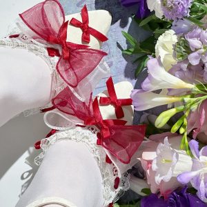 Crimson Bow Wedding Lolita Shoes