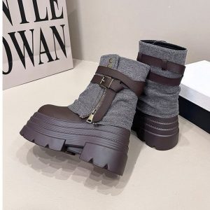 Chunky Metal Buckle Boots