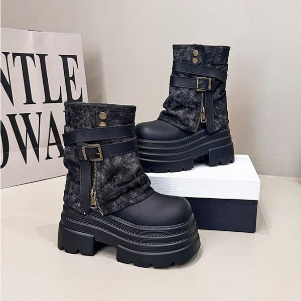 Chunky Metal Buckle Boots