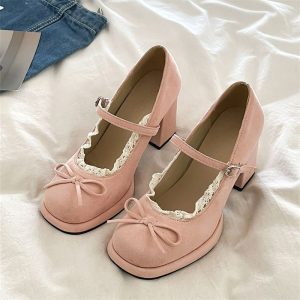 French Lace Bow Heels