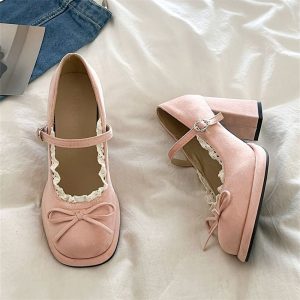 French Lace Bow Heels
