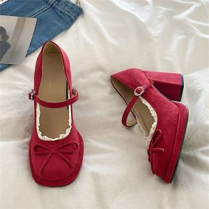 French Lace Bow Heels