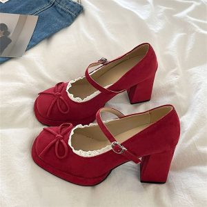 French Lace Bow Heels