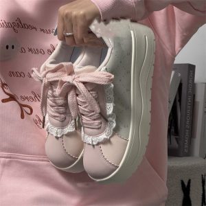 Lace Trim Platform Sneakers