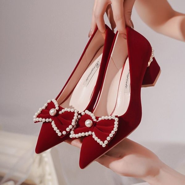 Red Xiuhe Bridal Heels ♡︎