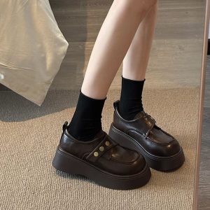 British Black Platform Mary Janes