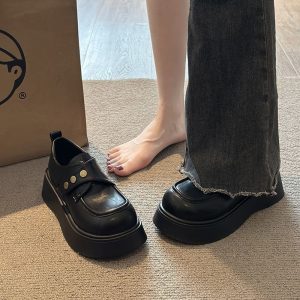 British Black Platform Mary Janes