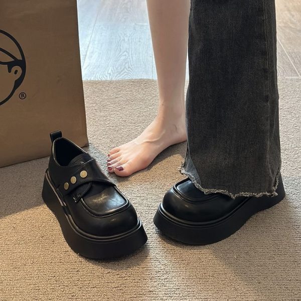 British Black Platform Mary Janes