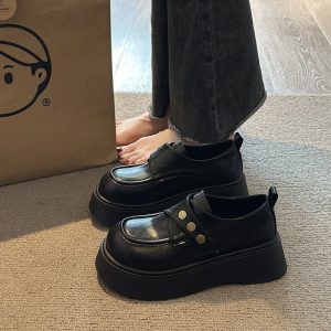 British Black Platform Mary Janes