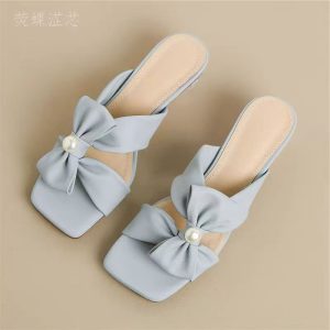 Crystal Bow Mule Heels
