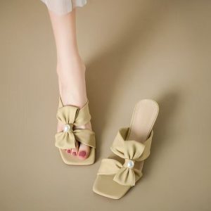 Crystal Bow Mule Heels