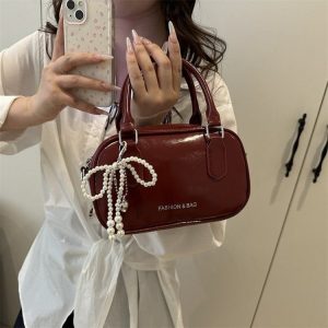 Korean Pearl Bow Bowling Bag