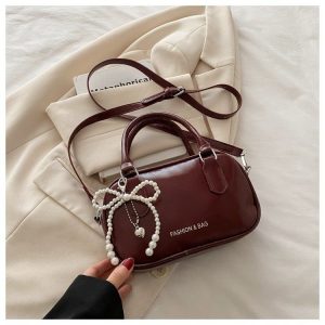 Korean Pearl Bow Bowling Bag