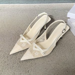 French Mesh Pearl Heels