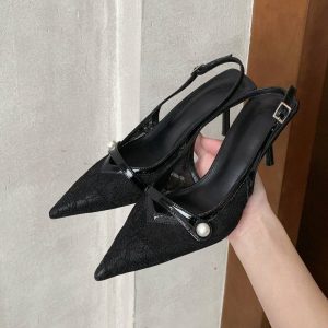 French Mesh Pearl Heels