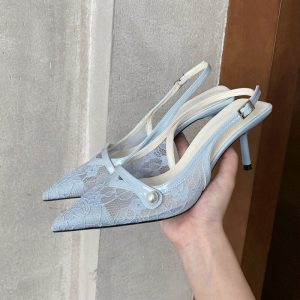 French Mesh Pearl Heels