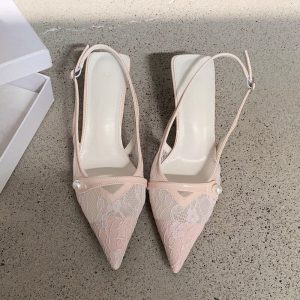 French Mesh Pearl Heels