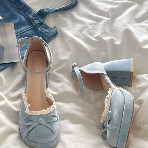 French Lace Bow Mary Janes