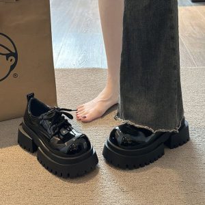 Midnight Patent Platform Mary Janes