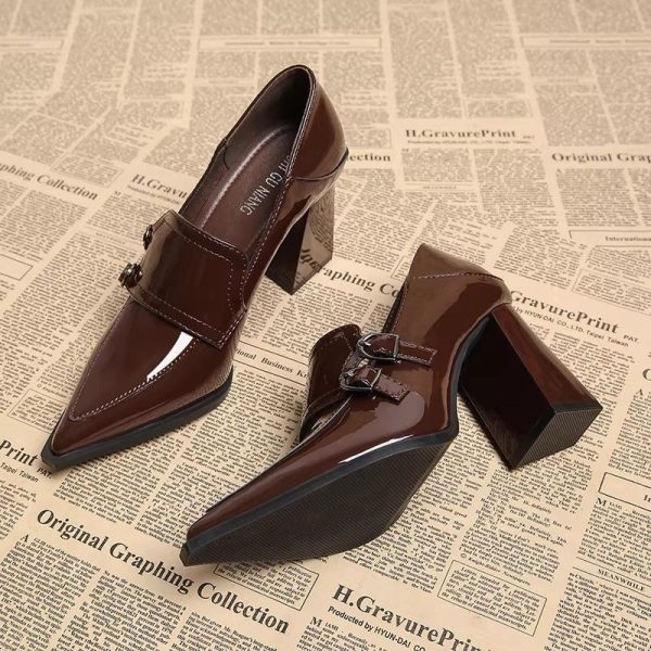 Burgundy Paris Buckle Heels