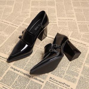 Burgundy Paris Buckle Heels