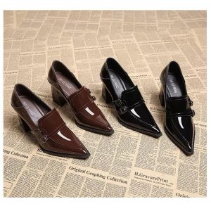 Burgundy Paris Buckle Heels