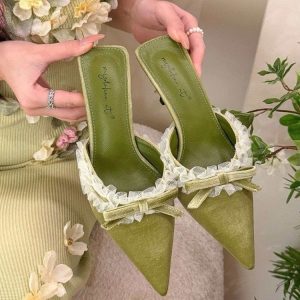 Fairy Lace Bow Mules