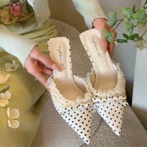 Fairy Lace Bow Mules