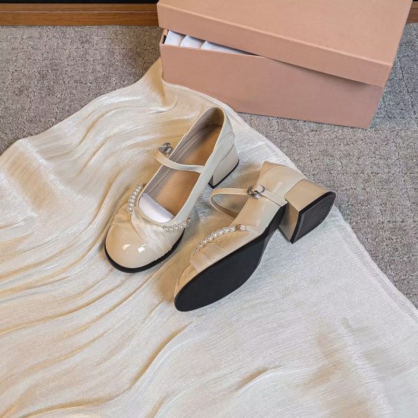 Beige Pearl Mary Jane Heels