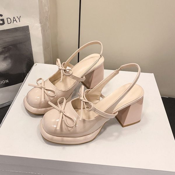 Nude Bow Platform Heels