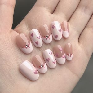 French Heart Press-On Nails