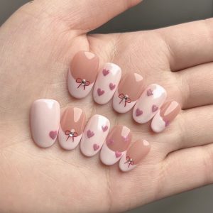 French Heart Press-On Nails