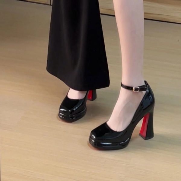 Patent Mary Jane Platform Heels
