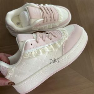 Lace Trim Platform Sneakers