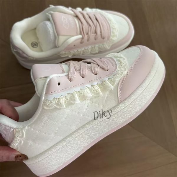 Lace Trim Platform Sneakers