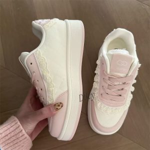 Lace Trim Platform Sneakers