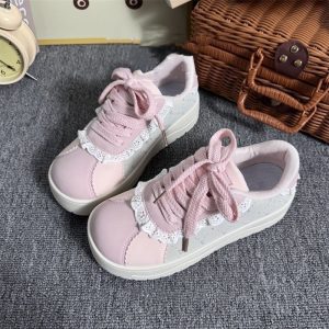 Lace Trim Platform Sneakers