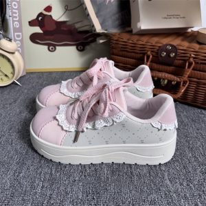 Lace Trim Platform Sneakers