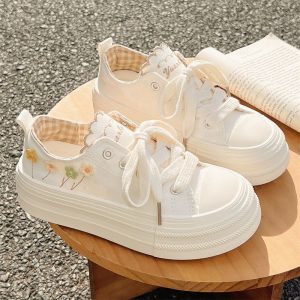 Floral Embroidered Platform Sneakers