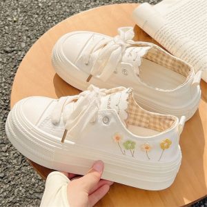 Floral Embroidered Platform Sneakers